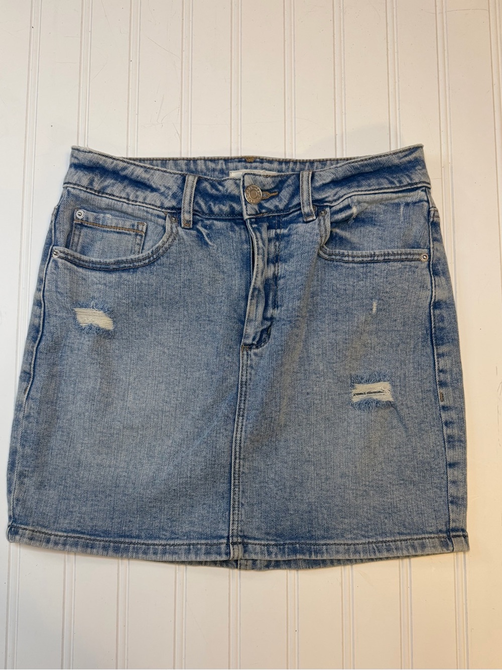 Garage Skirt light wash Denim Jeans Skirt distressed size P/S